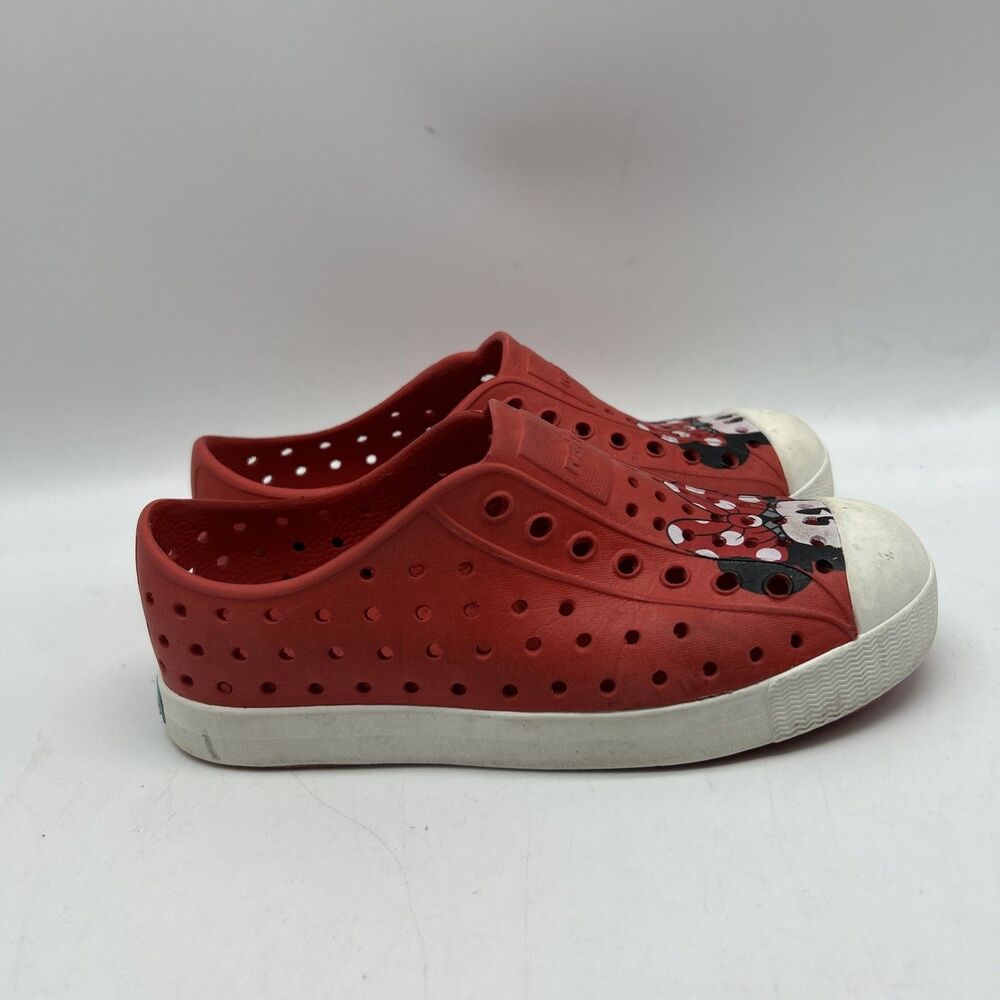 Native Shoes Kids Girls C13 Red Disney Minnie Mouse Slip on Rubber